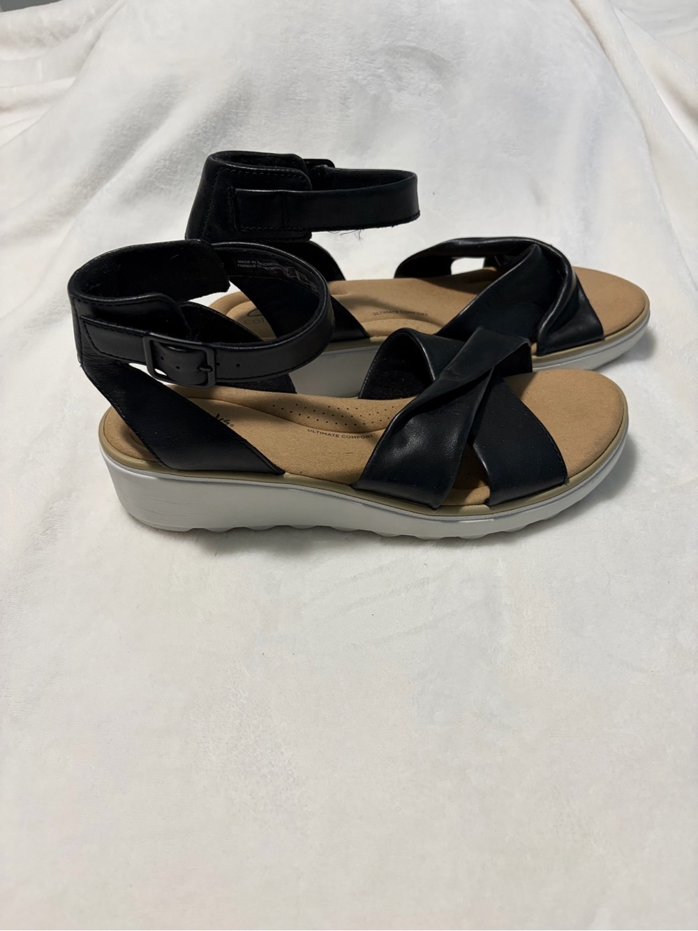 Clarks Black Crisscross Ankle-Strap Sandals